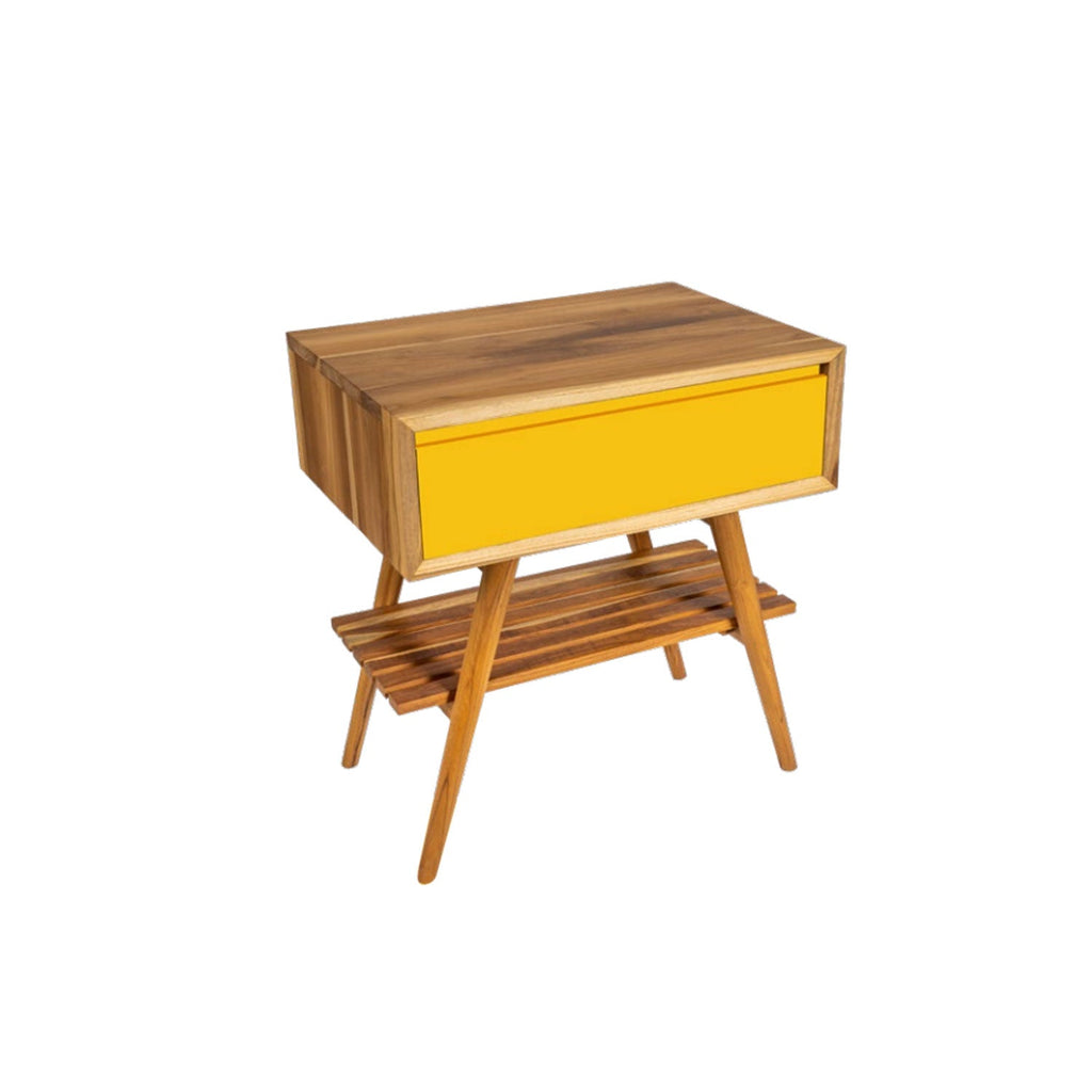 Consolle in Teak di recupero naturale serie Feelcolor Cipi 70cm con cassetto Giallo mostarda by CeramicStore | Lo specialista del tuo bagno