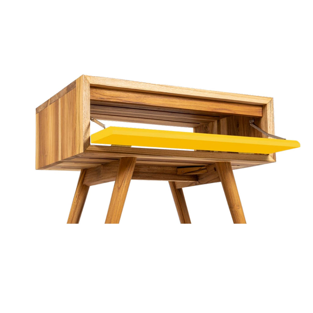  Consolle in Teak di recupero naturale serie Feelcolor Cipi 70cm con cassetto Giallo mostarda by CeramicStore | Lo specialista del tuo bagno