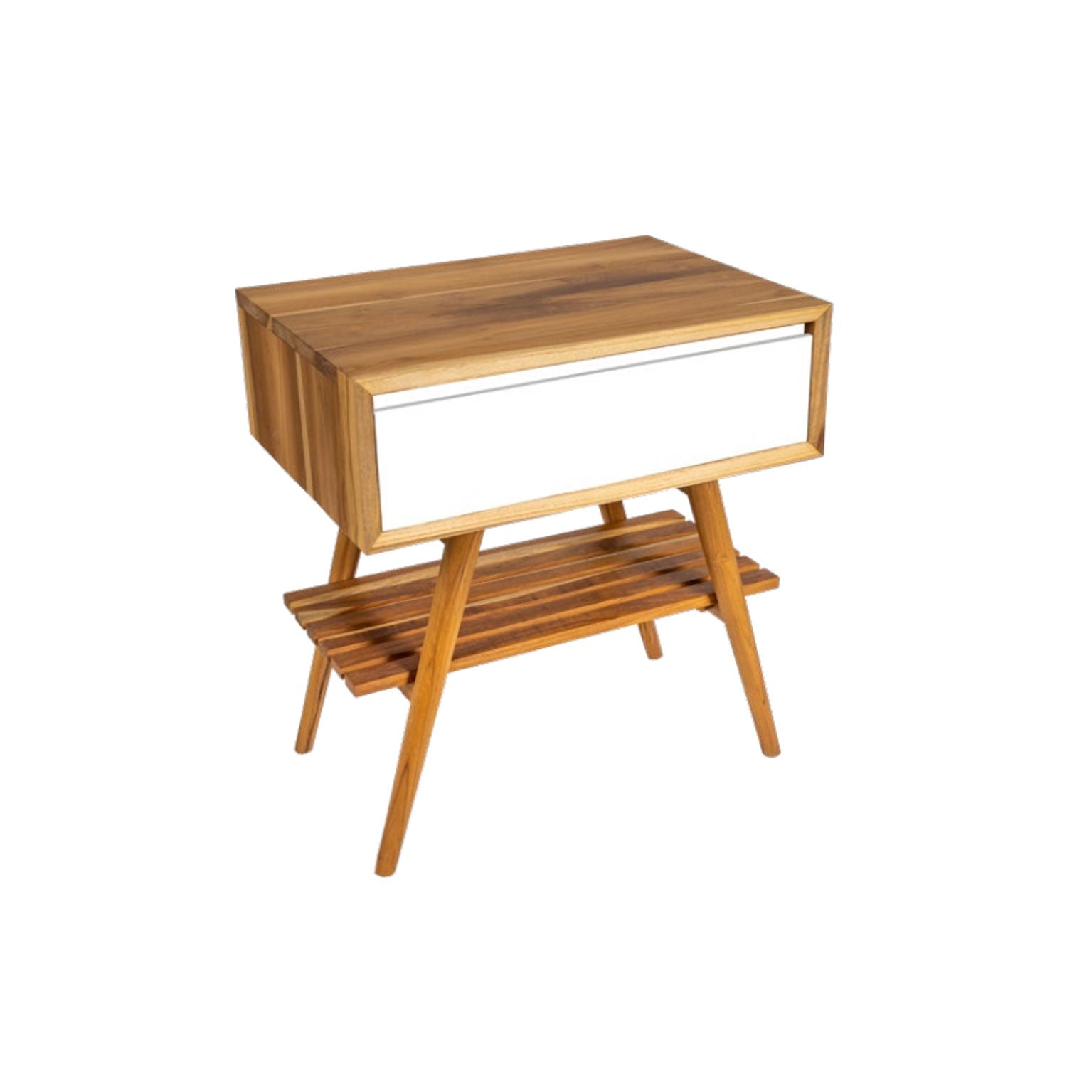 Consolle in Teak di recupero naturale serie Feelcolor Cipi 70cm con cassetto Bianco alpino by CeramicStore | Lo specialista del tuo bagno