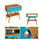  Consolle in Teak di recupero naturale serie Feelcolor Cipi 70cm con cassetto Blu Sardegna by CeramicStore | Lo specialista del tuo bagno