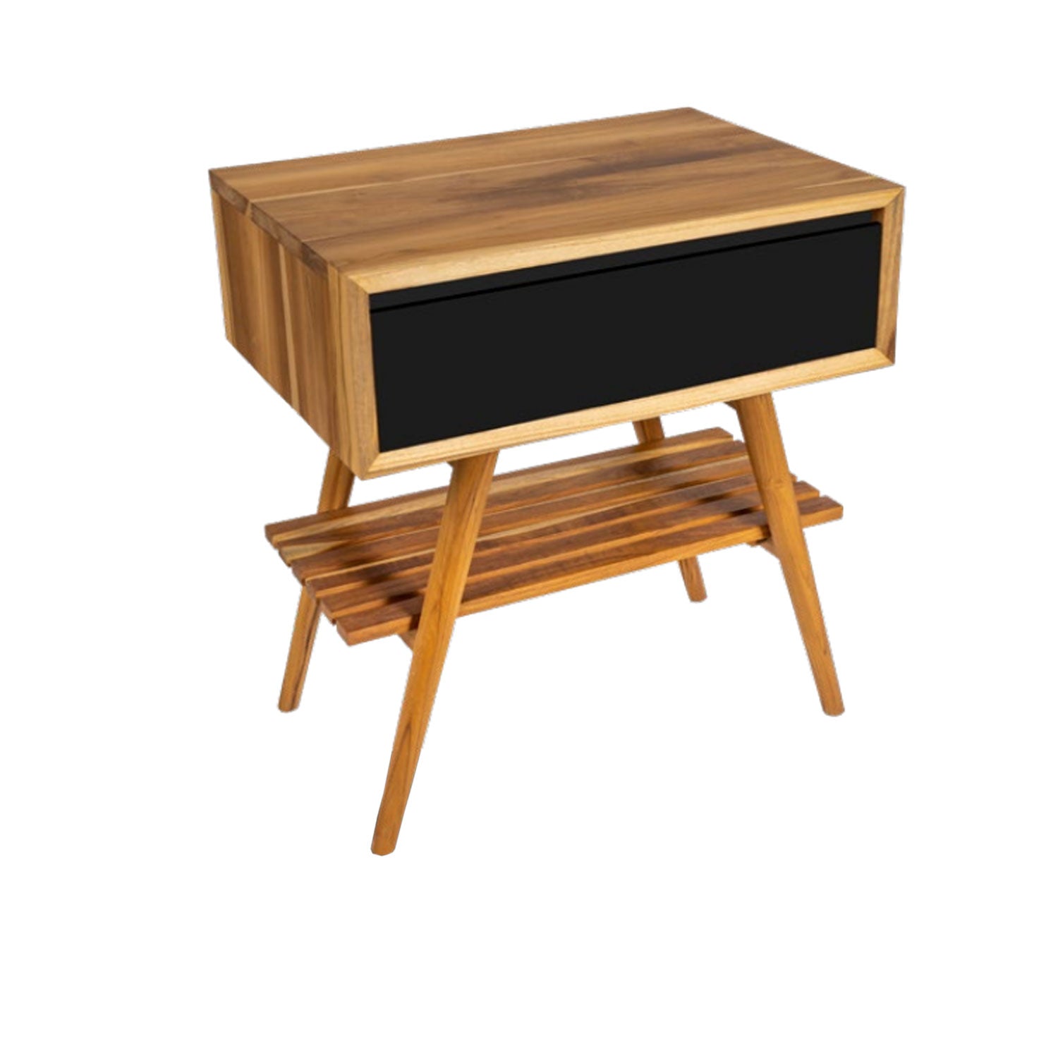  Consolle in Teak di recupero naturale serie Feelcolor Cipi 70cm con cassetto Nero by CeramicStore | Lo specialista del tuo bagno