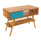 Consolle da bagno in Teak naturale 100cm serie Feelgood Small Cipi con cassetto Blu Sardegna by CeramicStore | Lo specialista del tuo bagno