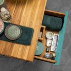  Consolle da bagno in Teak naturale 100cm serie Feelgood Small Cipi con cassetto Blu Sardegna by CeramicStore | Lo specialista del tuo bagno