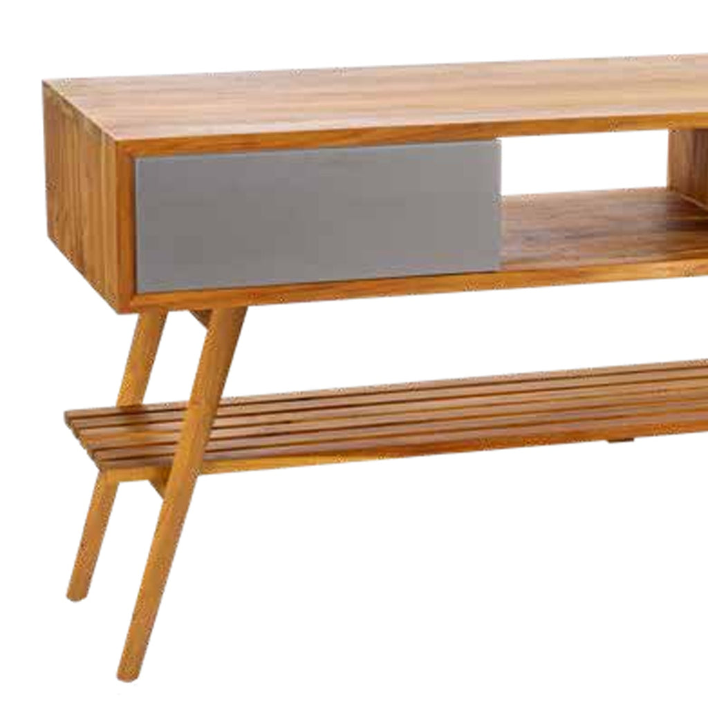  Consolle da bagno in Teak naturale 100cm serie Feelgood Small Cipi con cassetto Grigio fumo by CeramicStore | Lo specialista del tuo bagno