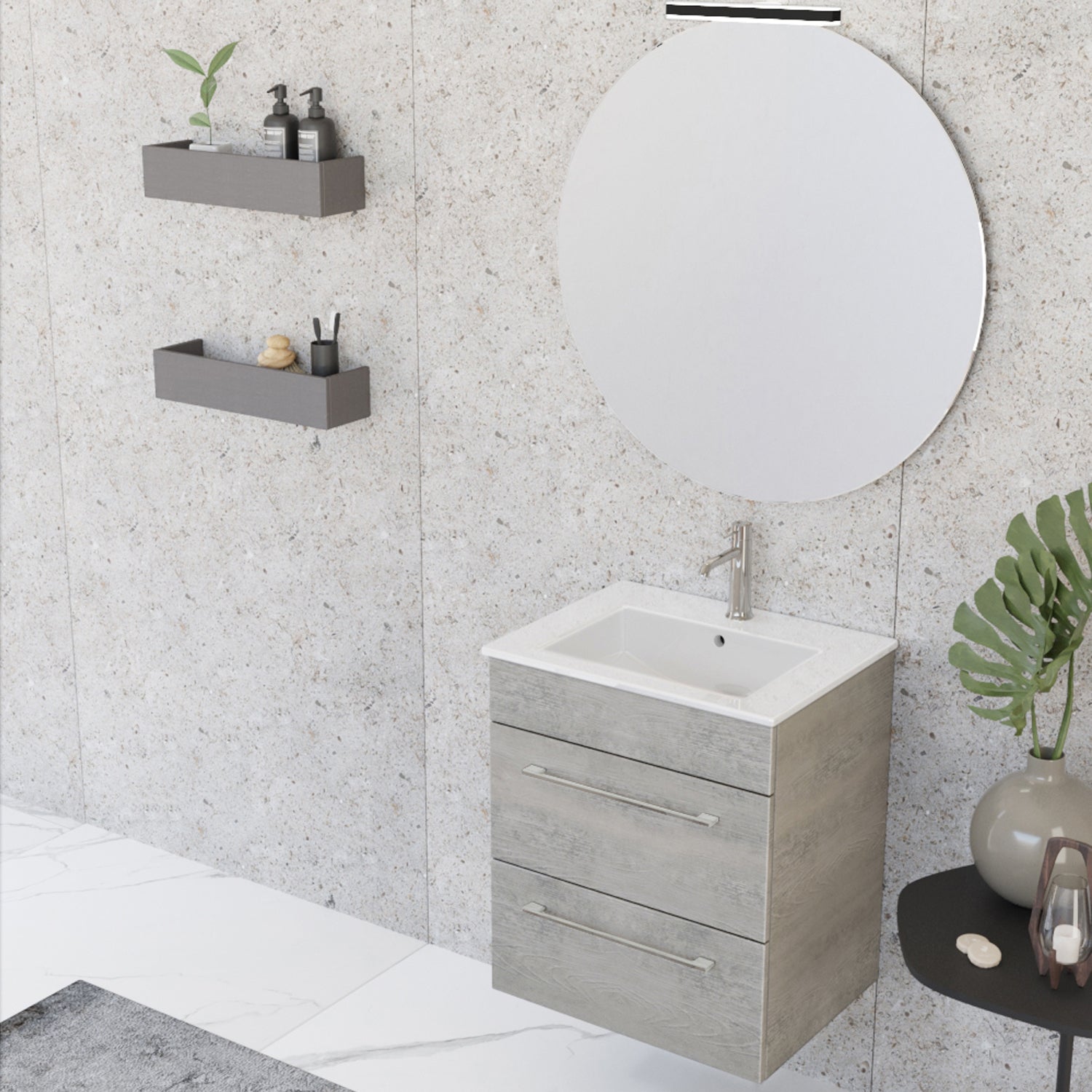 Composizione bagno sospesa Smack a 2 cassetti 55x62 con lavabo