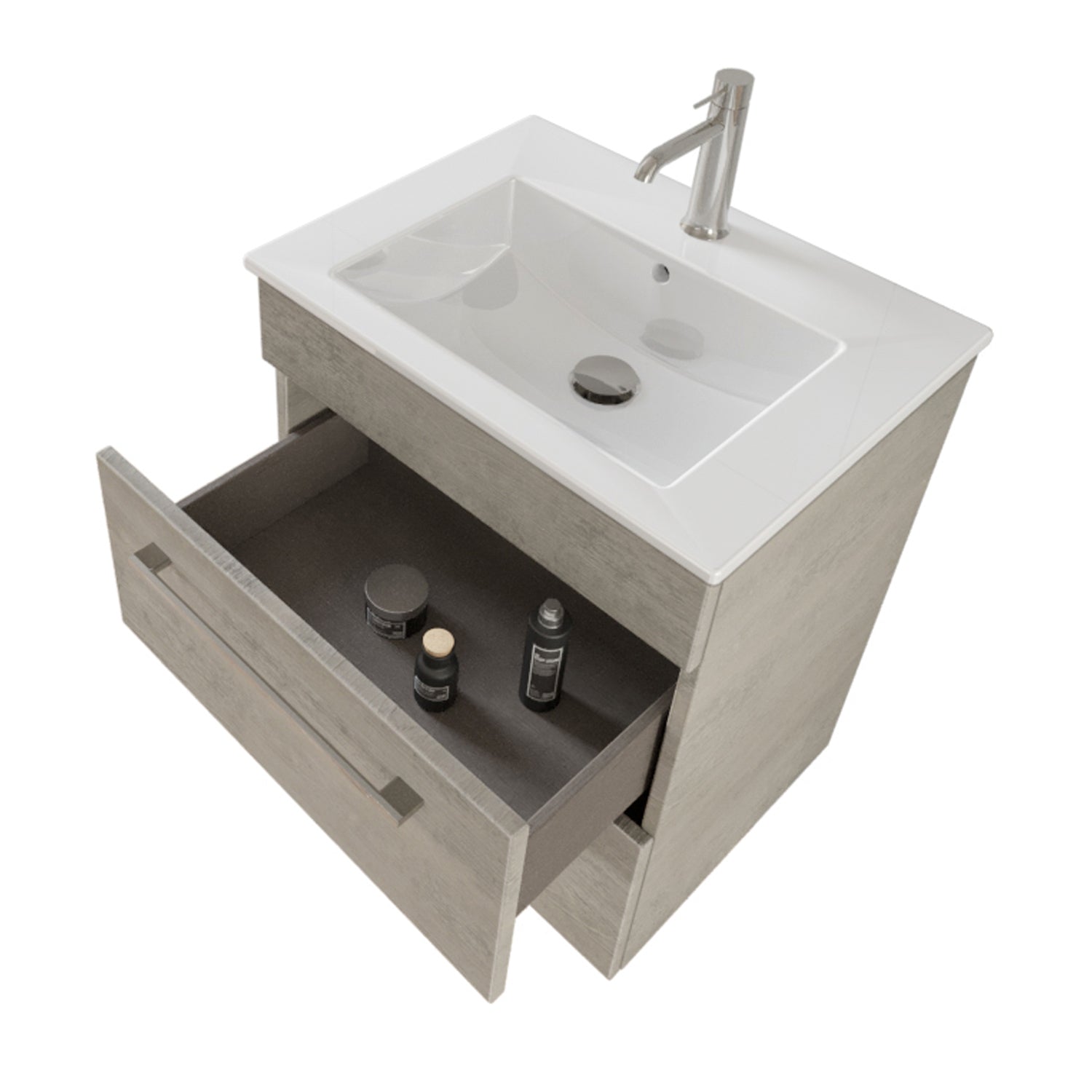  specchio con lampada LED cement wood by CeramicStore | Lo specialista del tuo bagno