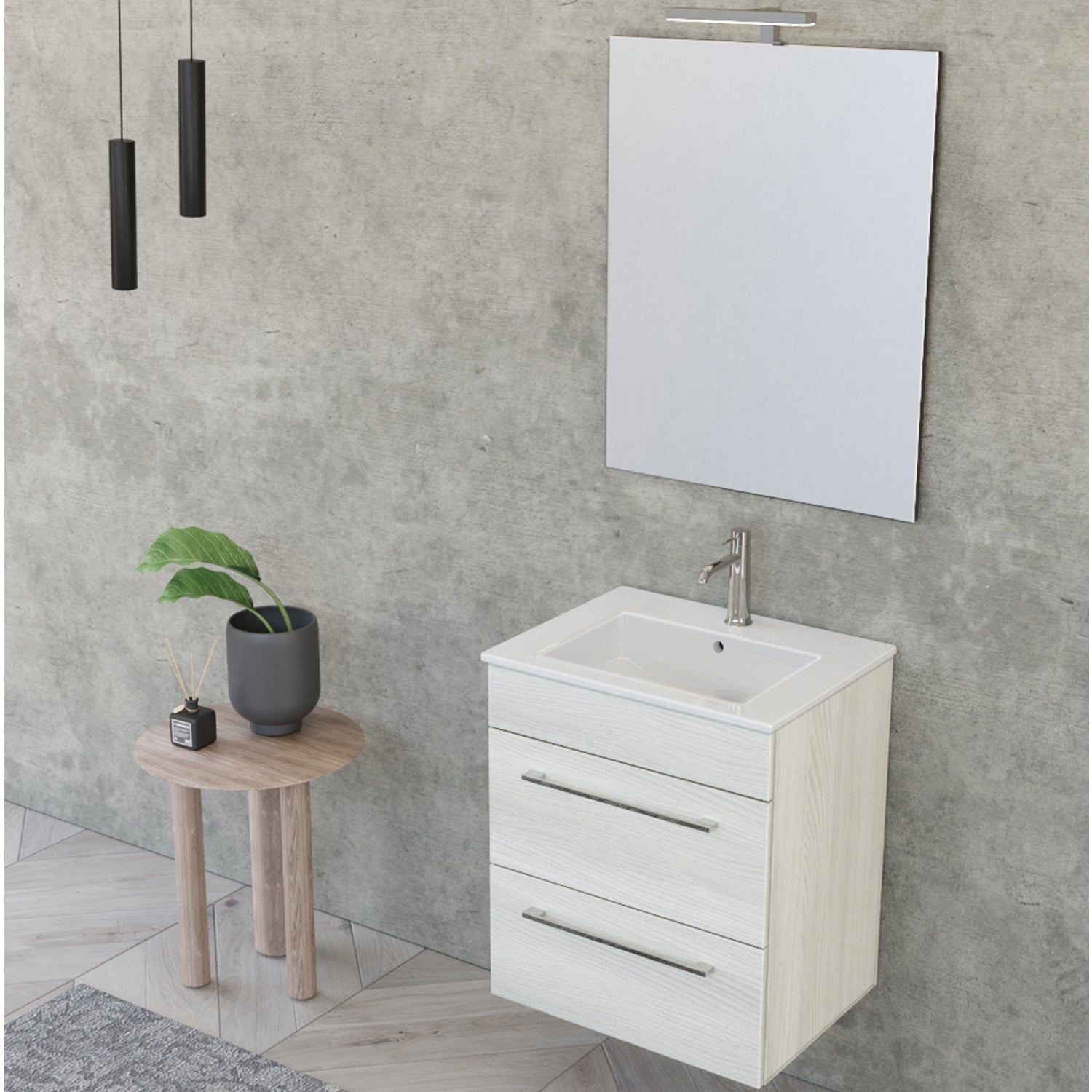 Composizione bagno sospesa Smack a 2 cassetti 55x62 con lavabo