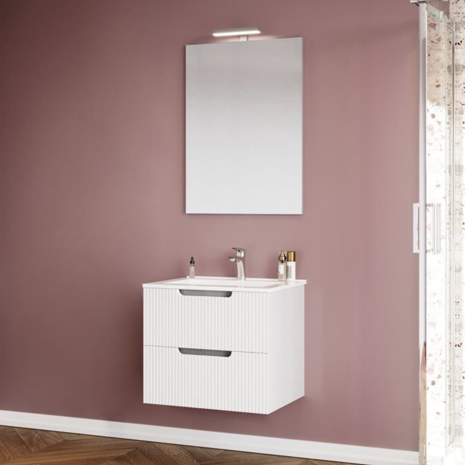 Mobile bagno sospeso Cubi&Co Malta 60 con frontale cannettato