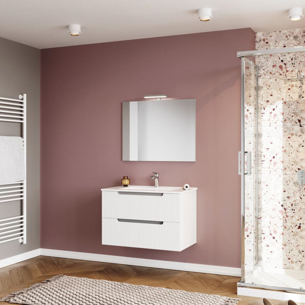  Mobile bagno sospeso Cubi&Co Malta 80 con frontale cannettato - Bianco Lucido by CeramicStore | Lo specialista del tuo bagno