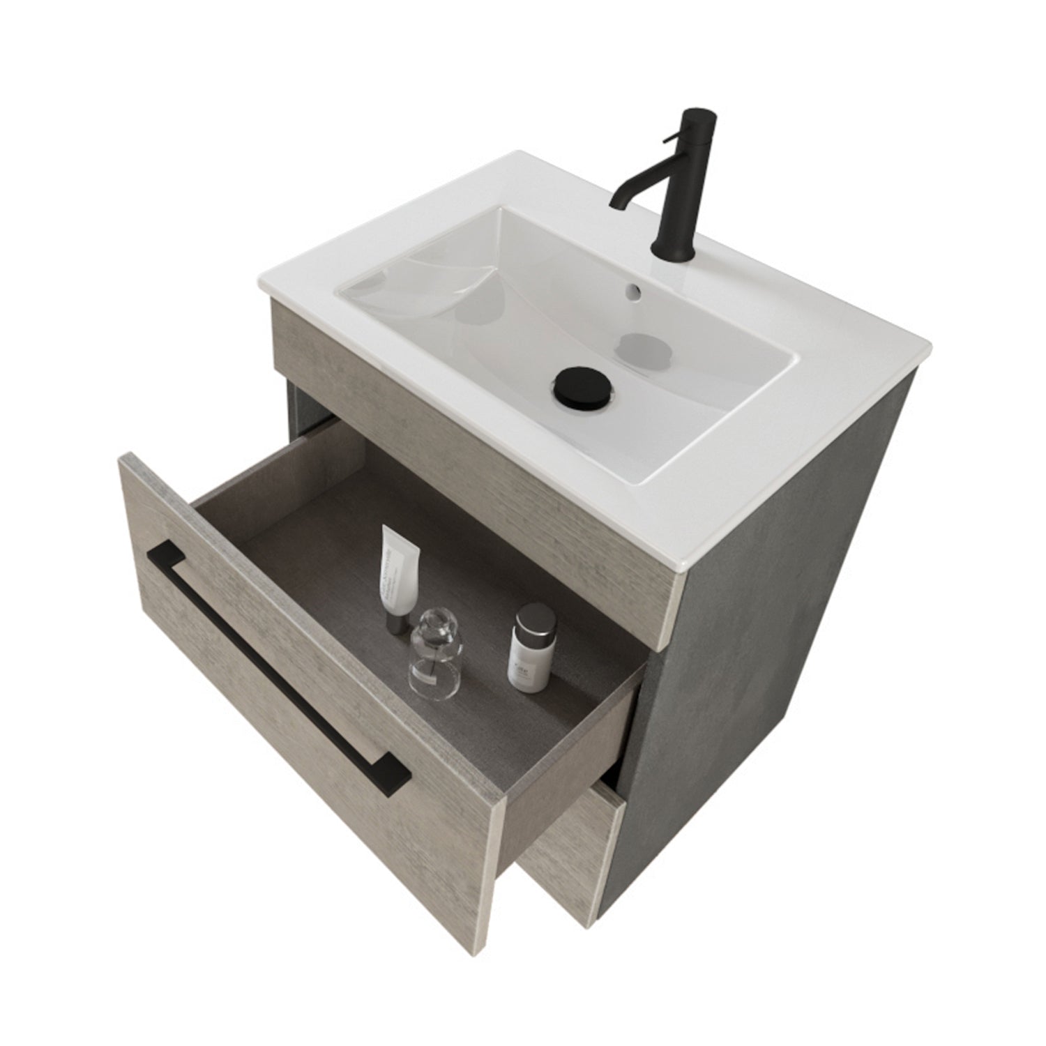  specchio con lampada LED cement wood e cemento by CeramicStore | Lo specialista del tuo bagno