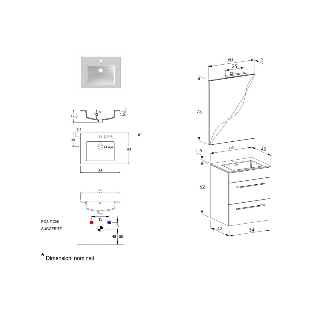  specchio con lampada LED cement wood e cemento by CeramicStore | Lo specialista del tuo bagno