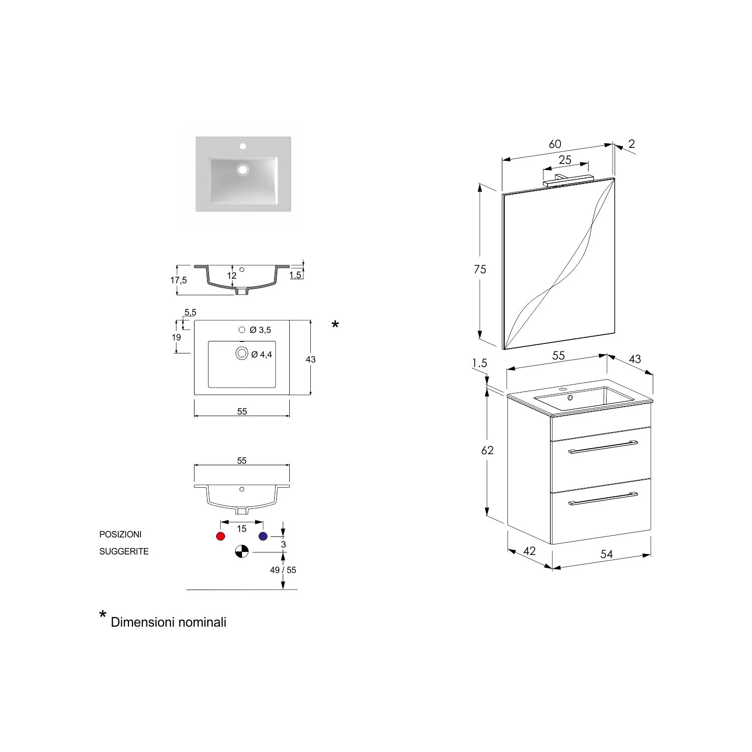  specchio con lampada LED cement wood e cemento by CeramicStore | Lo specialista del tuo bagno