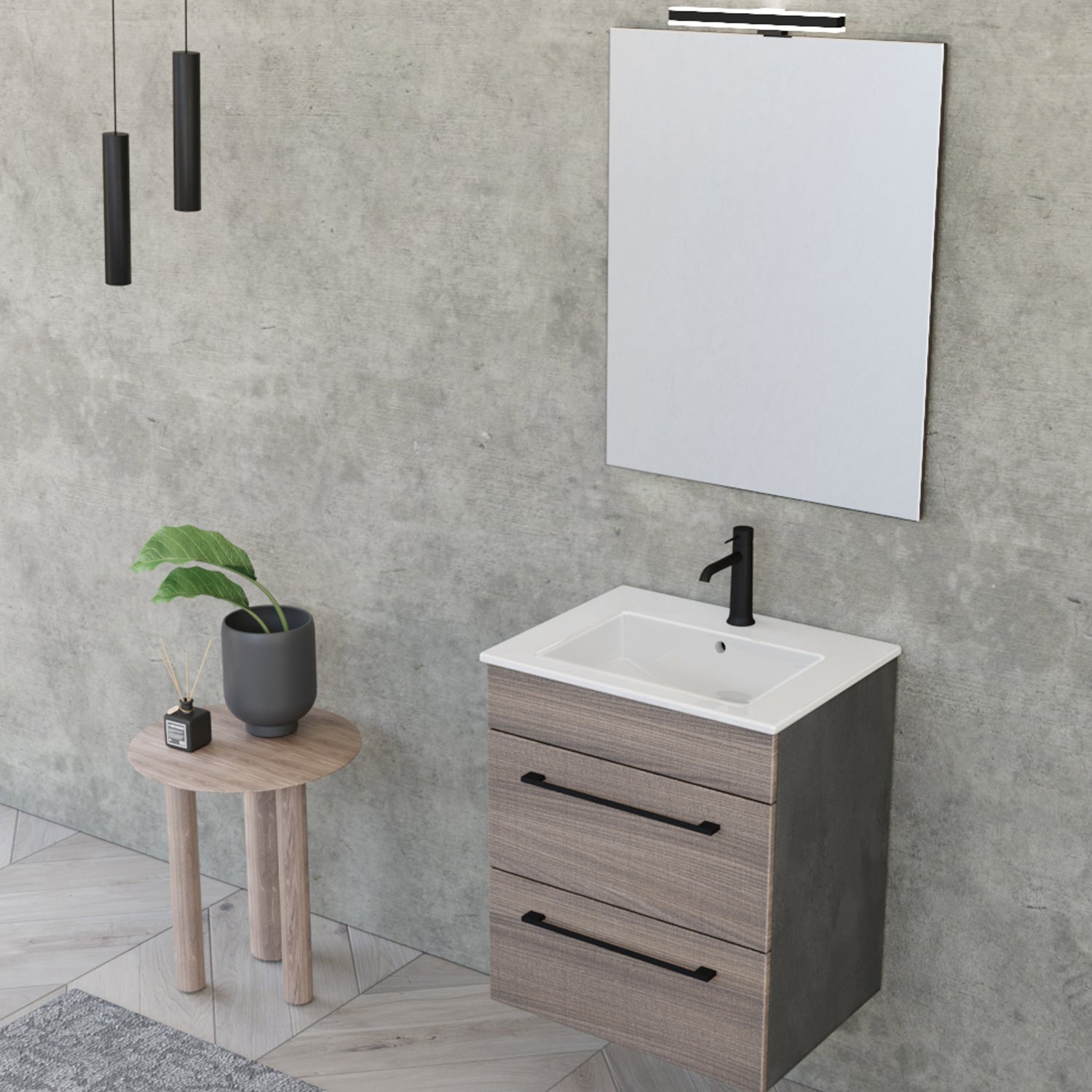 Composizione bagno sospesa Smack a 2 cassetti 55x62 con lavabo