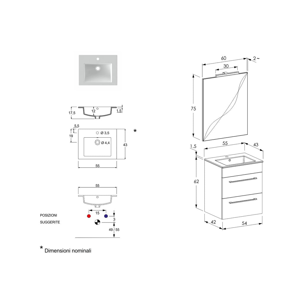  specchio con lampada LED olmo naturale e cemento by CeramicStore | Lo specialista del tuo bagno