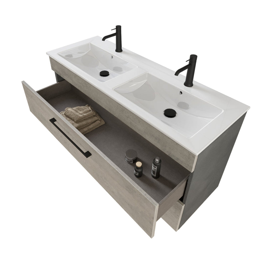  specchio con lampada LED cement wood e cemento by CeramicStore | Lo specialista del tuo bagno