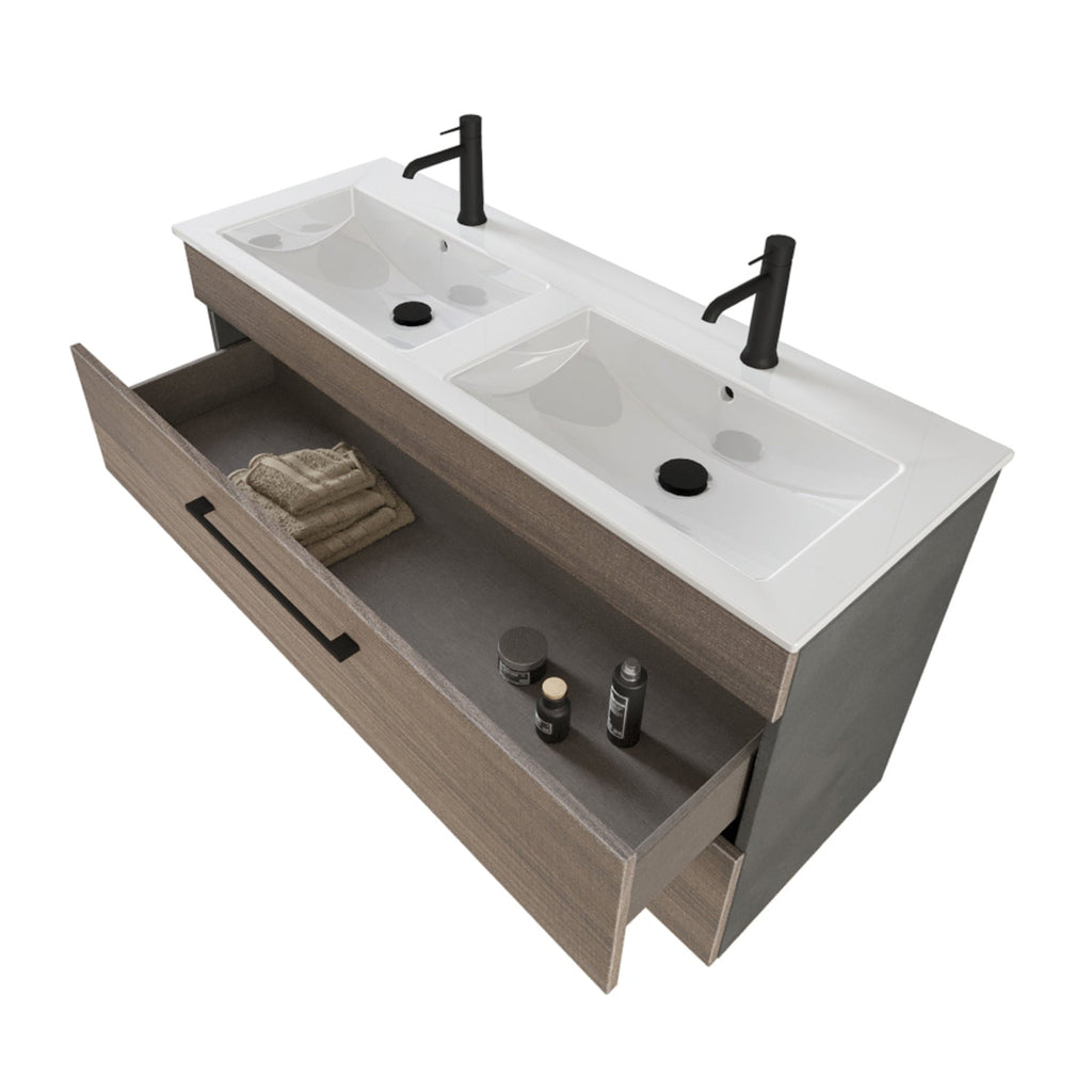  specchio con lampada LED olmo naturale e cemento by CeramicStore | Lo specialista del tuo bagno