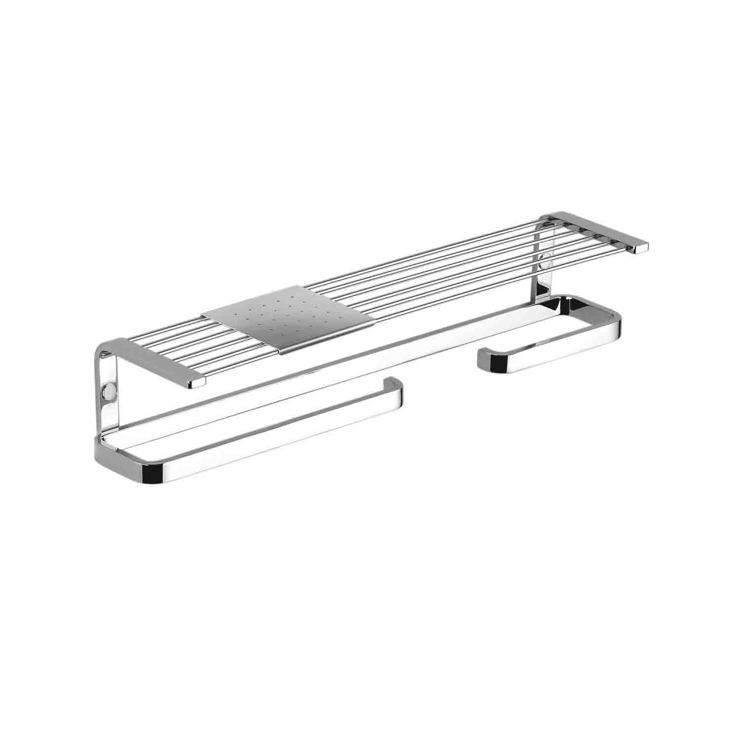 Mensola destra con porta salvietta e rotolo in ottone Time di Colombo Design