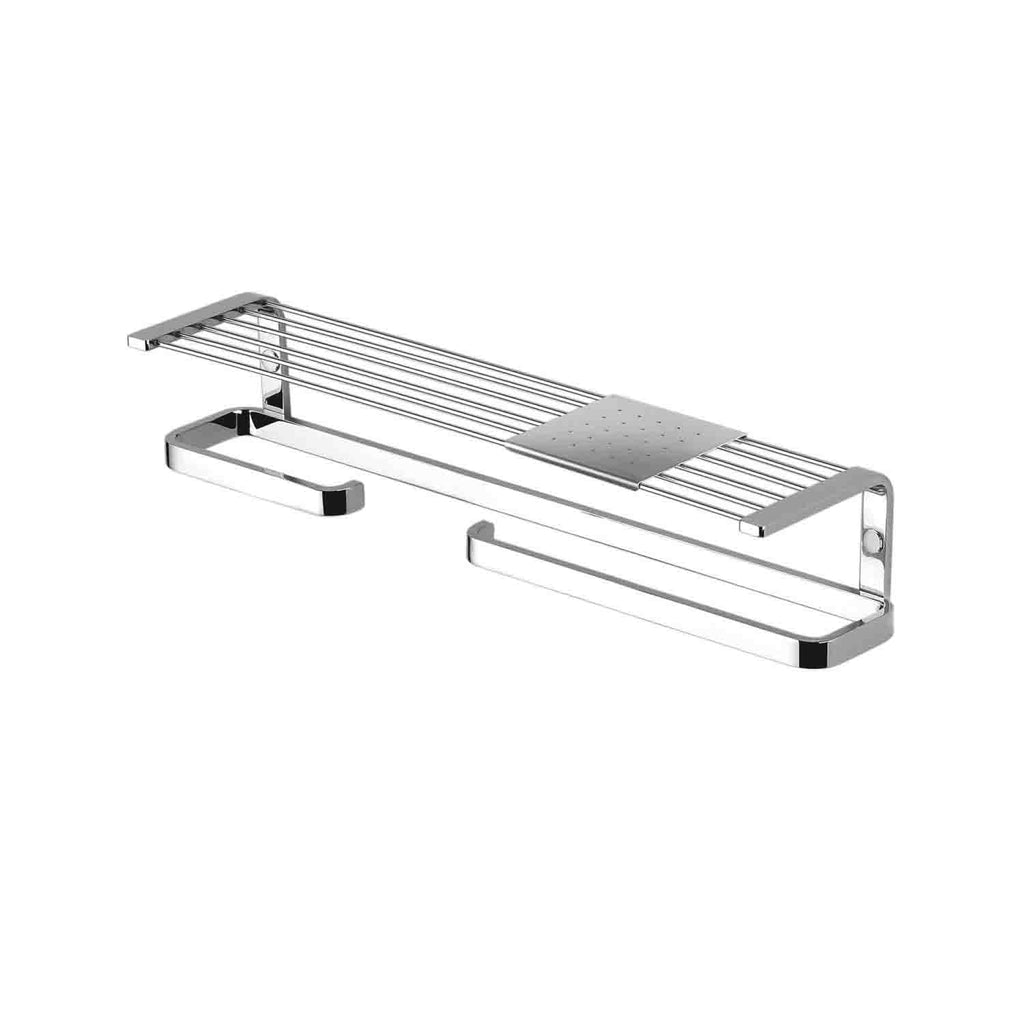 Mensola sinistra con porta salvietta e rotolo in ottone Time di Colombo Design