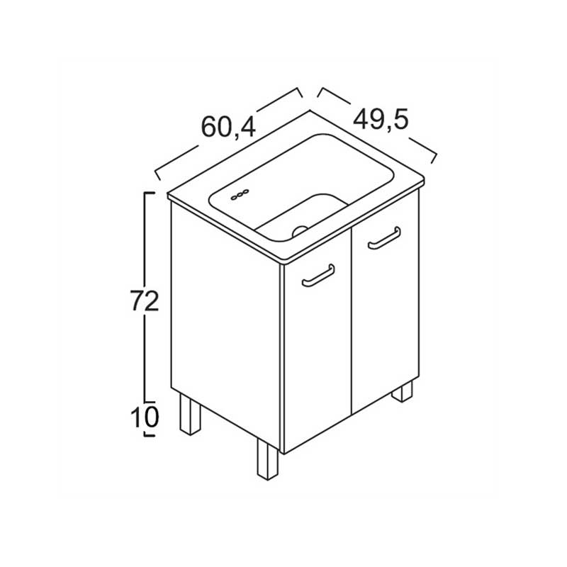  Lavatoio in ceramica con mobile 2 ante in melaminico Nanco Xilon cm 60x50 Bianco lucido by CeramicStore | Lo specialista del tuo bagno