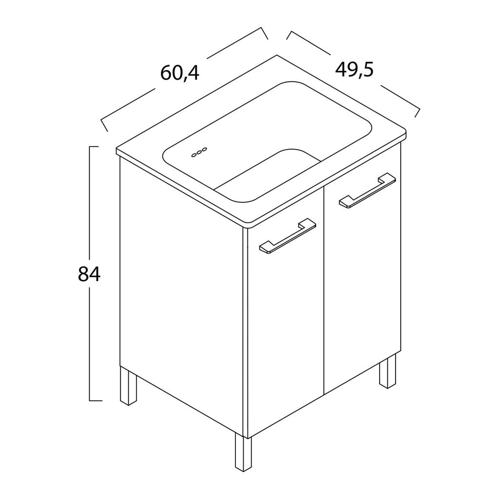  Lavatoio in ceramica con mobile 2 ante in melaminico Nanco Xilon cm 60x50 Bianco lucido by CeramicStore | Lo specialista del tuo bagno
