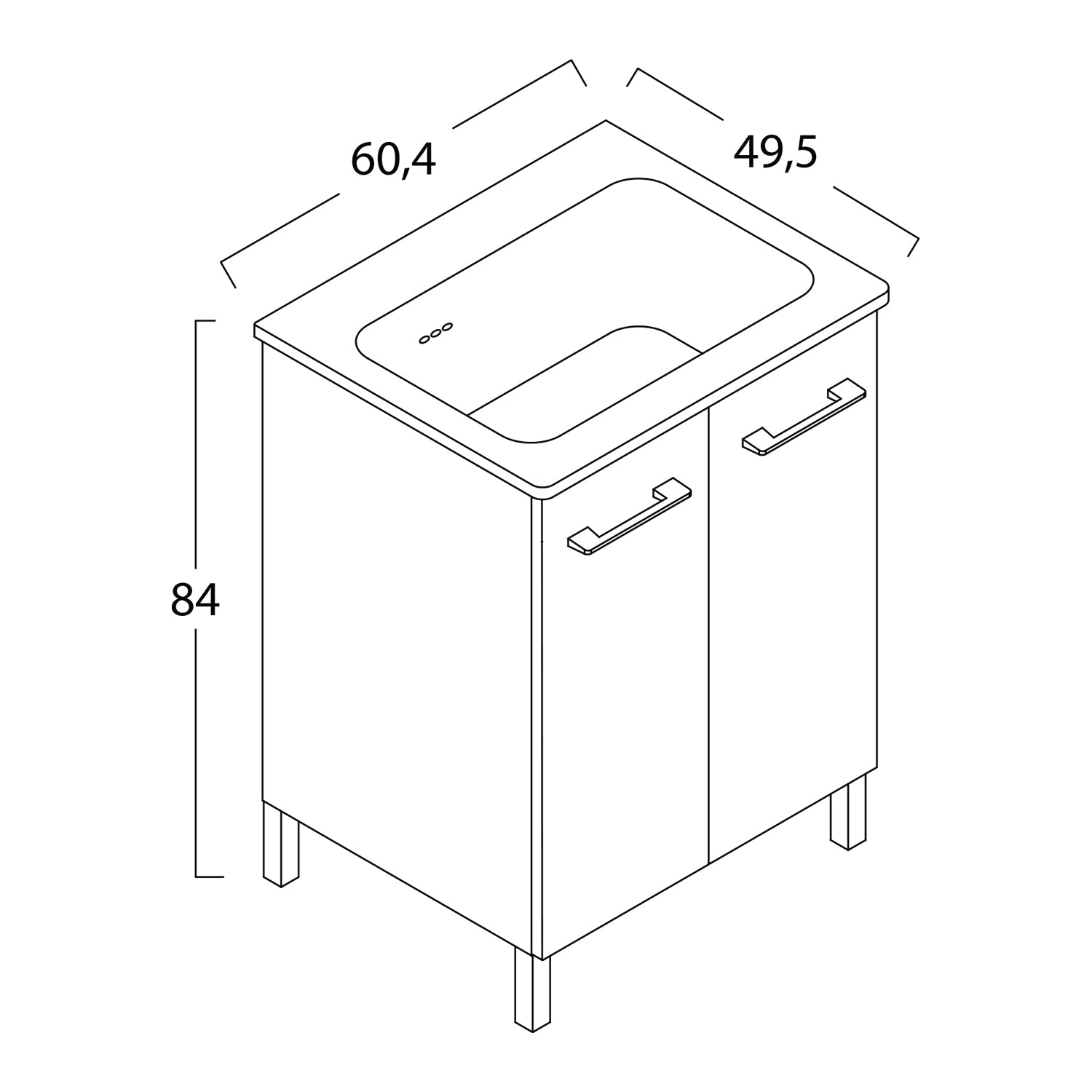  Lavatoio in ceramica con mobile 2 ante in melaminico Nanco Xilon cm 60x50 Bianco lucido by CeramicStore | Lo specialista del tuo bagno