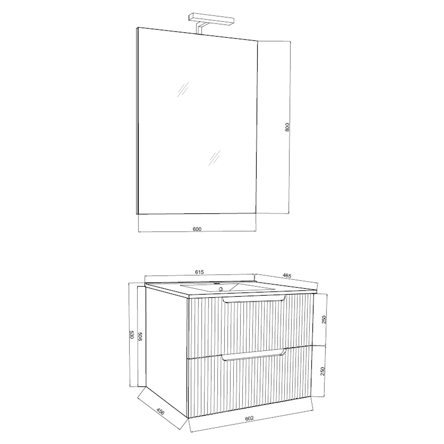  Mobile bagno sospeso Cubi&Co Malta 60 con frontale cannettato