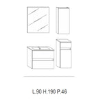  Mobile bagno sospeso Kora01 cm 90x190x46 bianco frassinato by CeramicStore | Lo specialista del tuo bagno