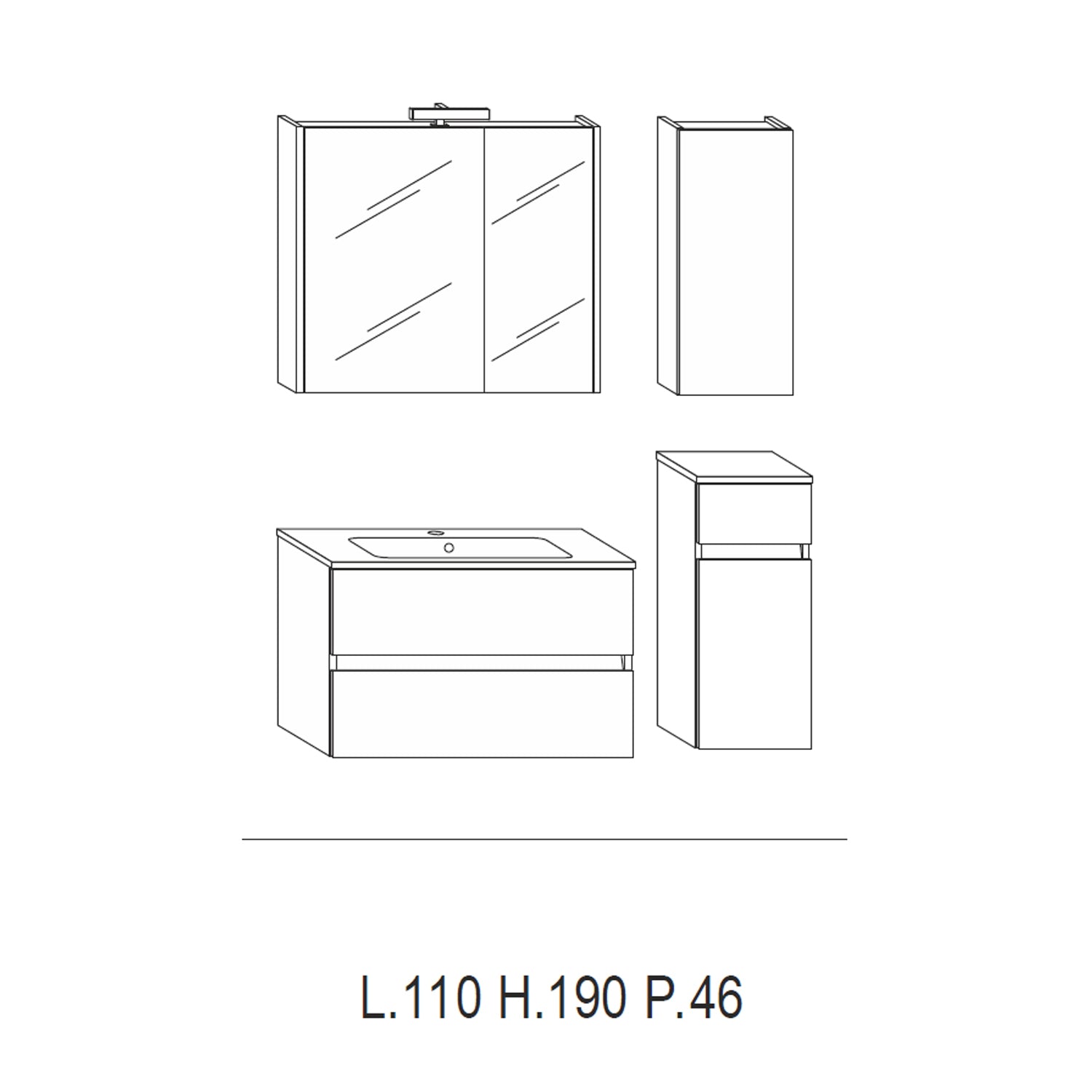  Mobile bagno sospeso modello Kora03 cm 110x190x46 - Olmo rosseau by CeramicStore | Lo specialista del tuo bagno