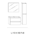  Mobile bagno sospeso modello Kora04 cm 110x190x46 - Rovere scuro by CeramicStore | Lo specialista del tuo bagno