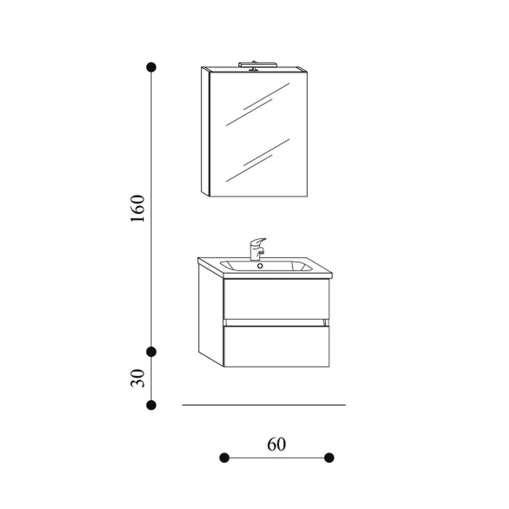  Mobile bagno sospeso Kora02 cm 60x190x46 rovere nabucco by CeramicStore | Lo specialista del tuo bagno