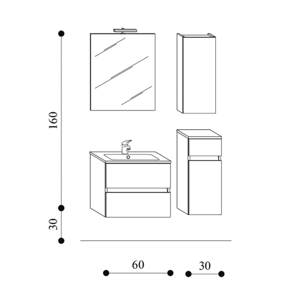  Mobile bagno sospeso Kora01 cm 90x190x46 bianco frassinato by CeramicStore | Lo specialista del tuo bagno
