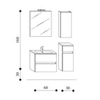  Mobile bagno sospeso Kora01 cm 90x190x46 bianco frassinato by CeramicStore | Lo specialista del tuo bagno