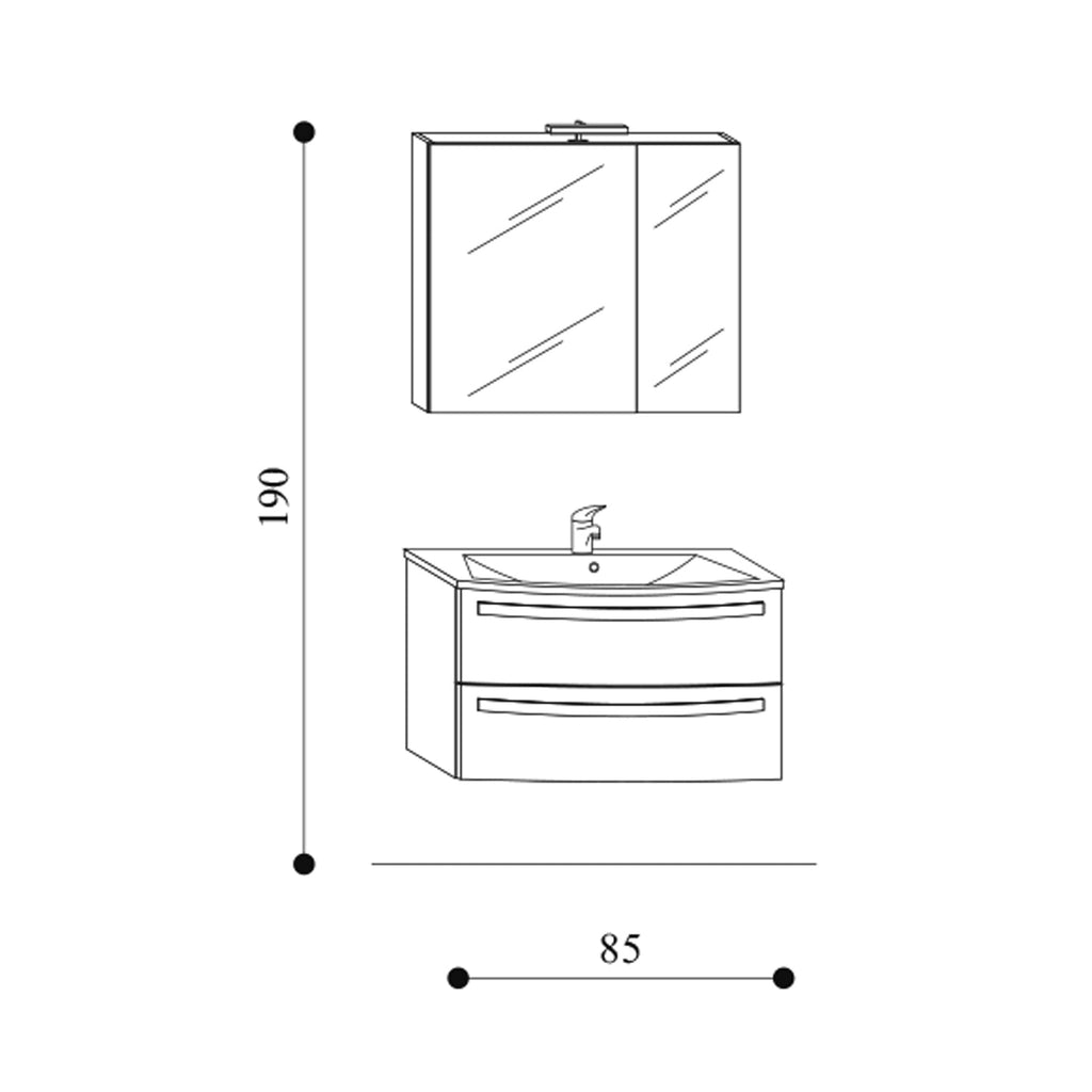  Mobile bagno sospeso modello Oscar02 cm 85x190x46 - Larice by CeramicStore | Lo specialista del tuo bagno