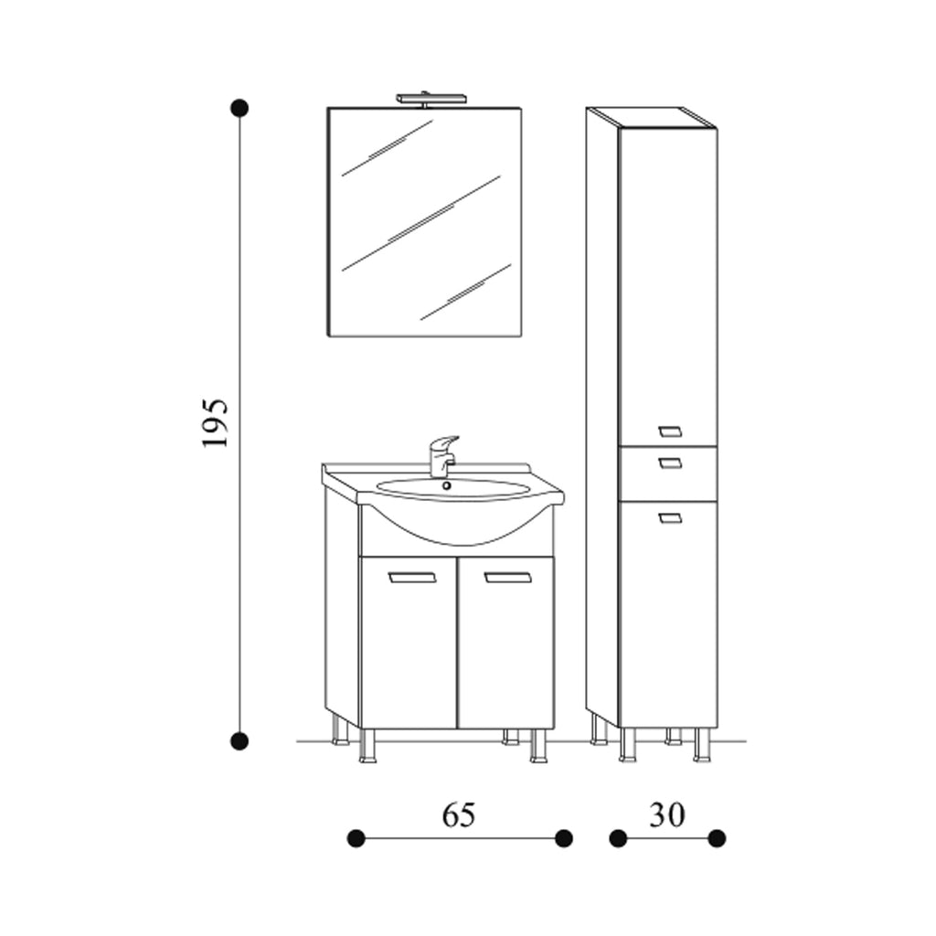  Mobile bagno a terra modello Rimini02 cm 95x195x47 laccato lucido bianco by CeramicStore | Lo specialista del tuo bagno