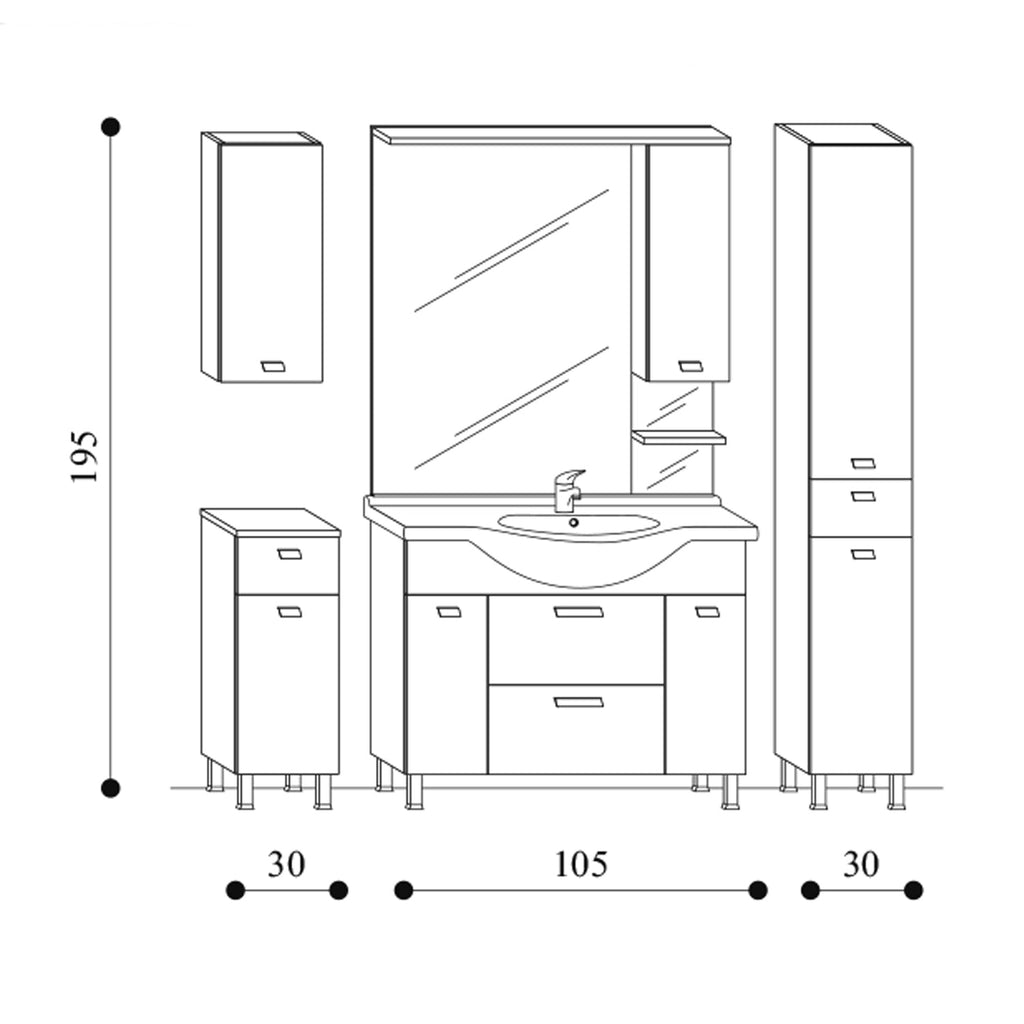  Mobile bagno a terra modello Rimini03 cm 165x195x50 finitura rovere nabucco by CeramicStore | Lo specialista del tuo bagno