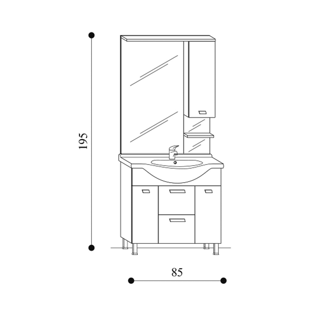  Mobile bagno a terra modello Rimini08 cm 85x195x48 rovere nabucco by CeramicStore | Lo specialista del tuo bagno