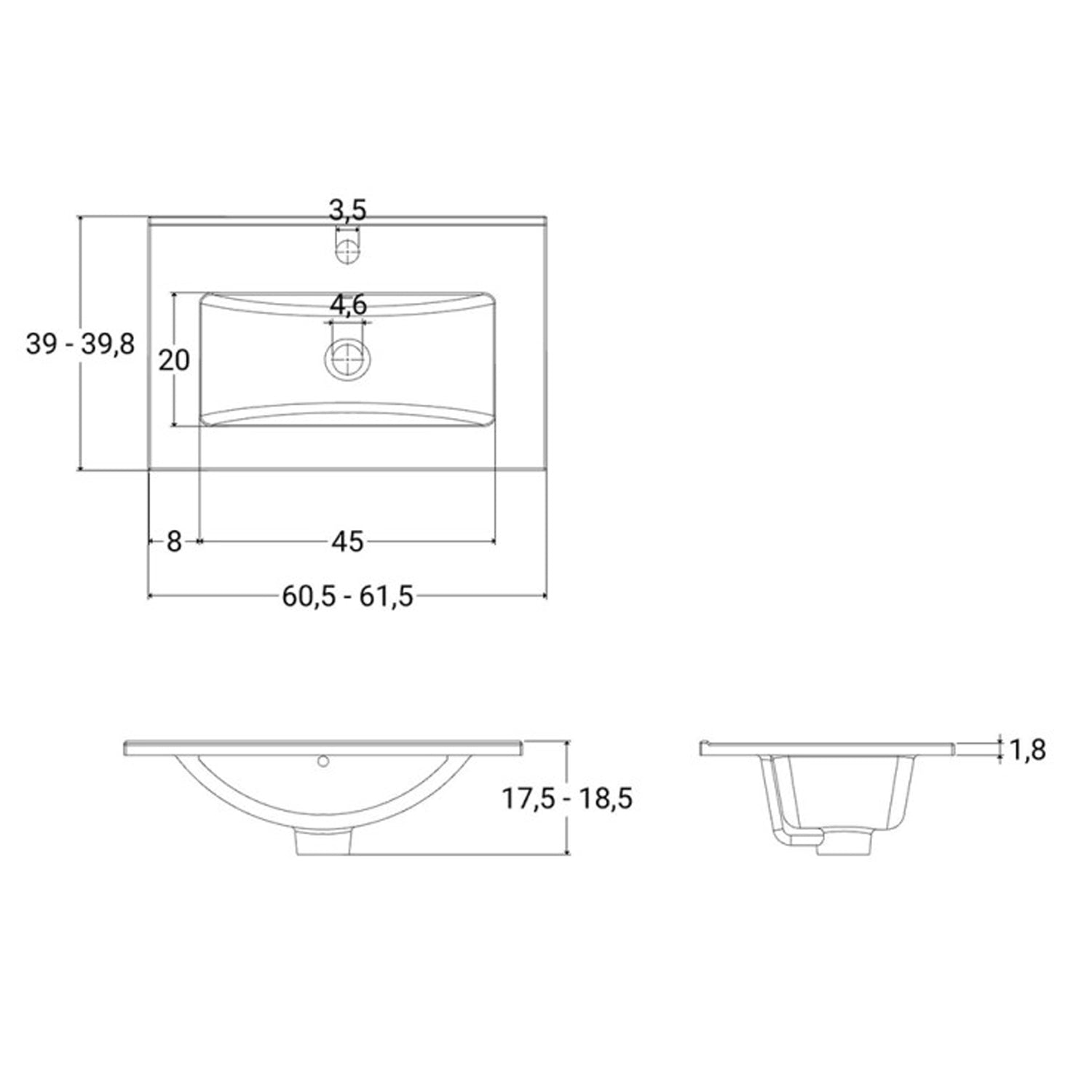 Composizione bagno Cubi&Co serie Grace 60 cm con consolle in ceramica - Bianco lucido