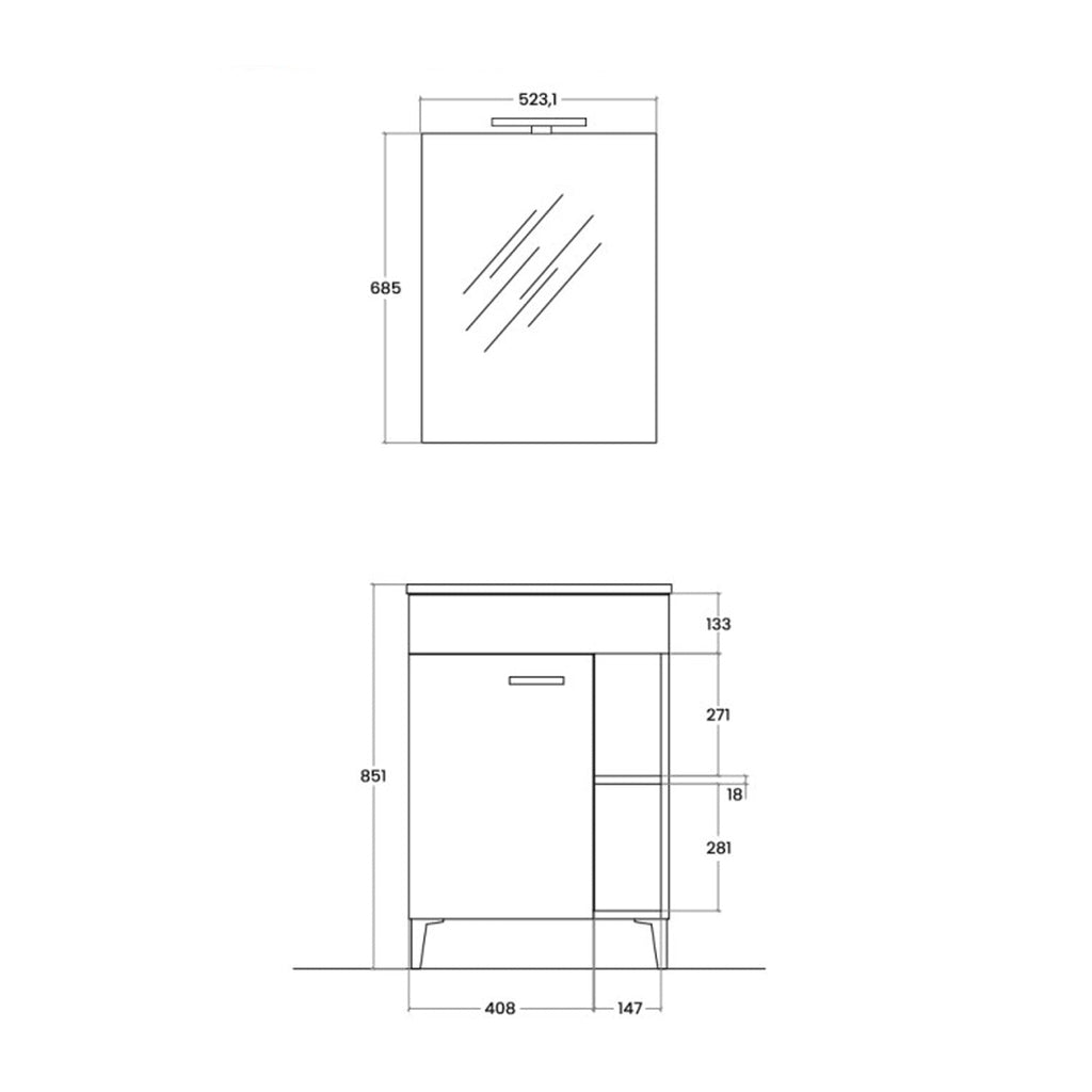 Composizione bagno Cubi&Co serie Grace 60x38 cm con anta e vano giorno - Rovere Tropea