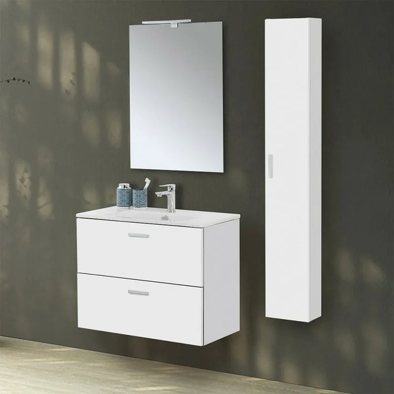 Composizione bagno sospesa Cubi&Co serie Grace 80x40 cm con lavabo in ceramica - Bianco lucido