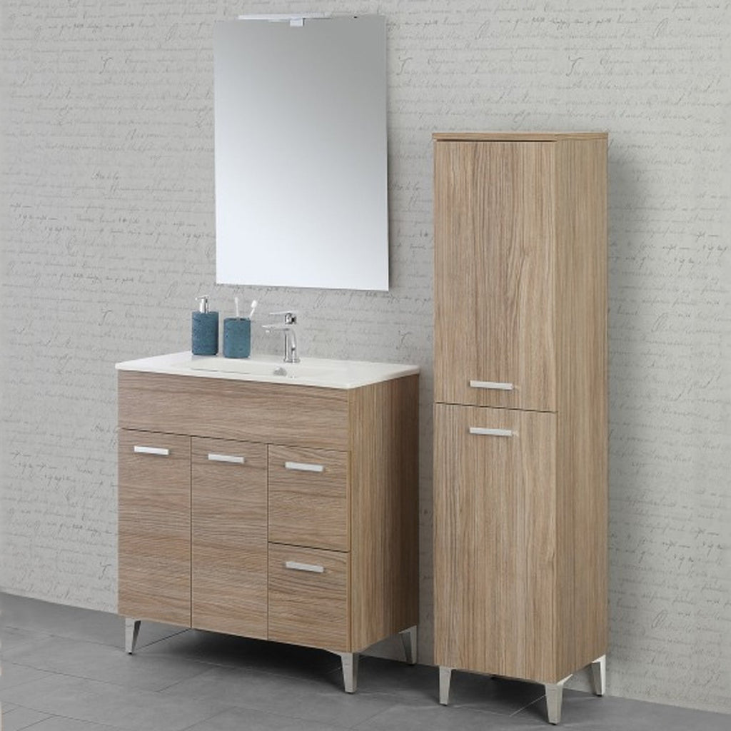 Composizione bagno da terra Cubi&Co serie Grace 80 cm con due cassetti e due ante - Rovere Tropea