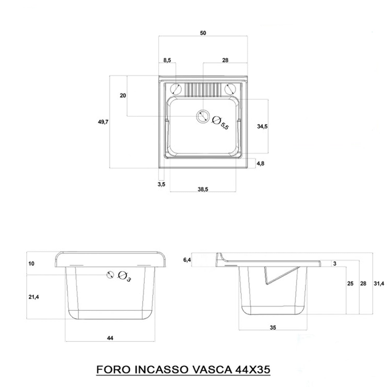 Mobile lavatoio da terra Cubi&Co linea Star 50 cm con vasca in resina - Grigio