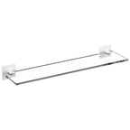 Mensola vetro da incollo della collezione 'Stick' by Cosmic - cm 40 - supporti in ottone verniciato bianco by CeramicStore | Lo specialista del tuo bagno