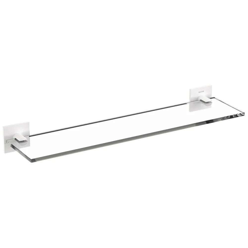 Mensola vetro da incollo della collezione 'Stick' by Cosmic - cm 40 - supporti in ottone verniciato bianco by CeramicStore | Lo specialista del tuo bagno