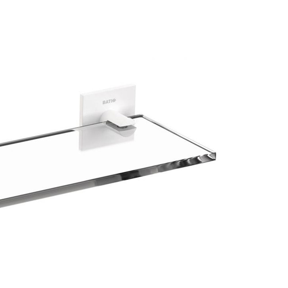  Mensola vetro da incollo della collezione 'Stick' by Cosmic - cm 40 - supporti in ottone verniciato bianco by CeramicStore | Lo specialista del tuo bagno