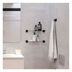 Mensola vetro da incollo della collezione 'Stick' by Cosmic - cm 40 - supporti in ottone verniciato nero by CeramicStore | Lo specialista del tuo bagno
