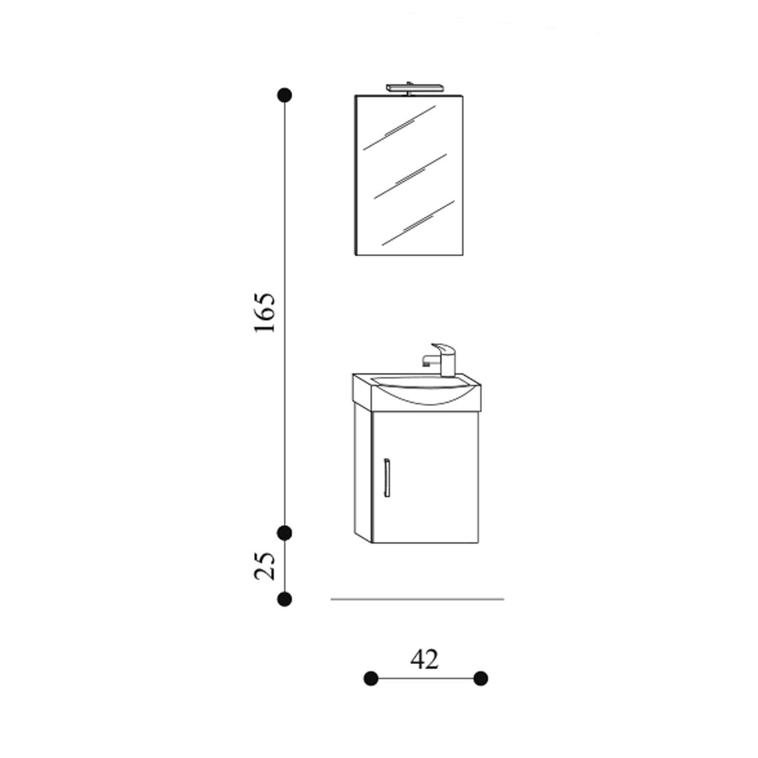  Mobile bagno sospeso Mini42 cm 42x190x29