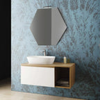 Mobile bagno sospeso con specchiera e lavabo da appoggio modello Emerald - Noce by CeramicStore | Lo specialista del tuo bagno
