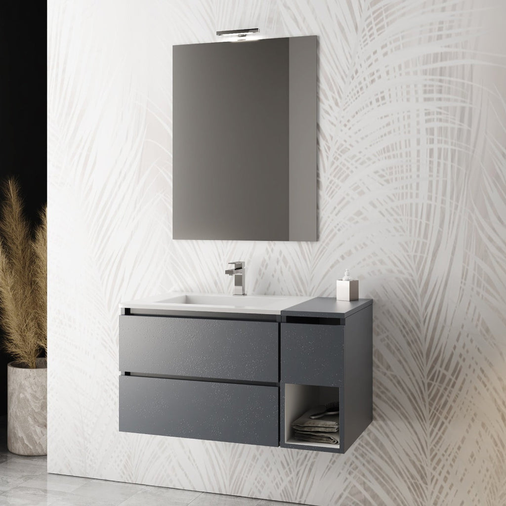 Mobile bagno sospeso con specchiera e lavabo modello Acqua Marina - Grigio by CeramicStore | Lo specialista del tuo bagno