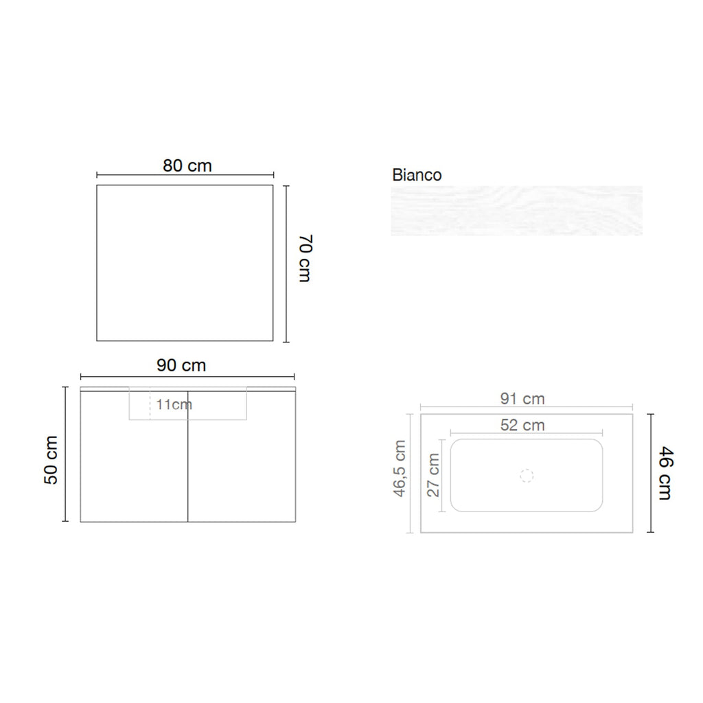  Mobile bagno sospeso con specchiera e lavabo modello Dalila - Bianco by CeramicStore | Lo specialista del tuo bagno