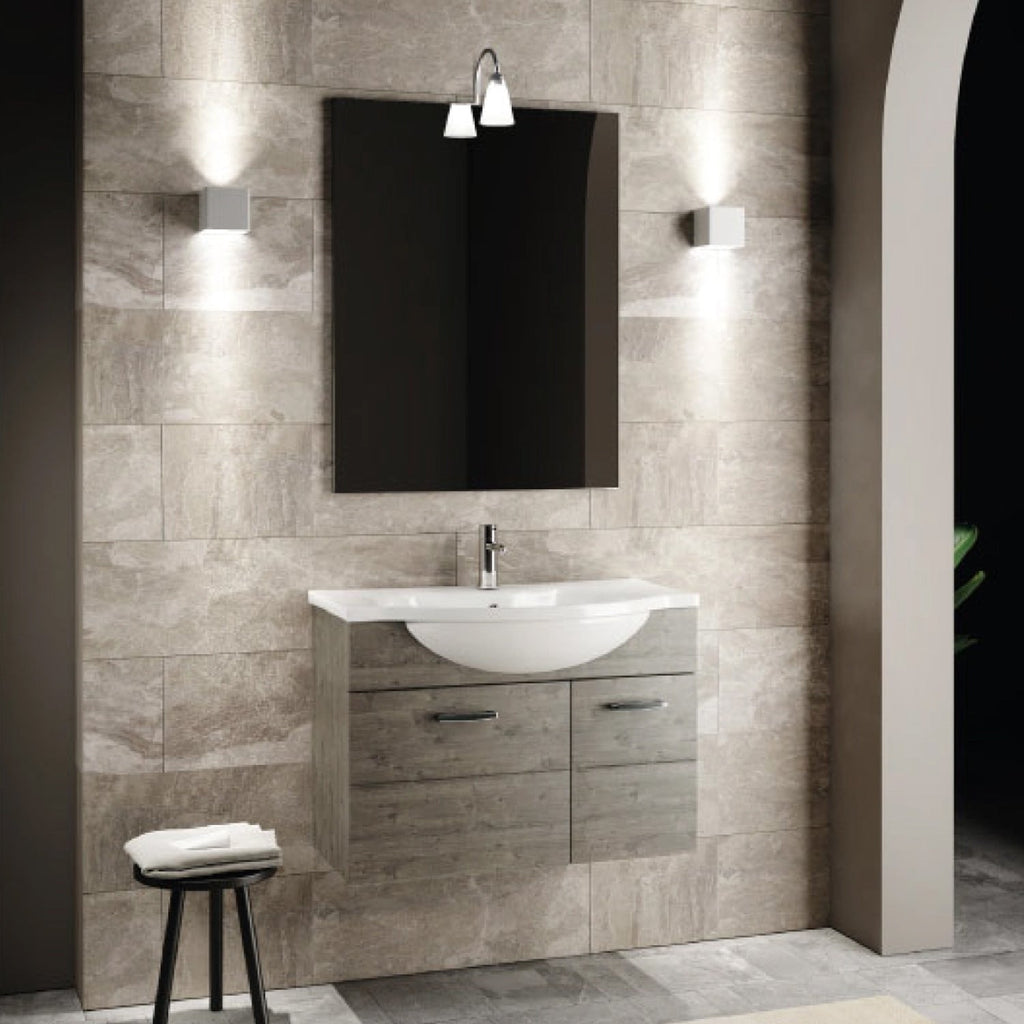 Mobile bagno sospeso con specchiera e lavabo modello Barone - Palissandro/Larice by CeramicStore | Lo specialista del tuo bagno